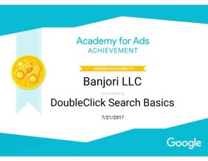 Banjori LLC Doubleclick Search Basics Certificate