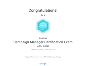 Campaign Manager Certification Exam _ Google